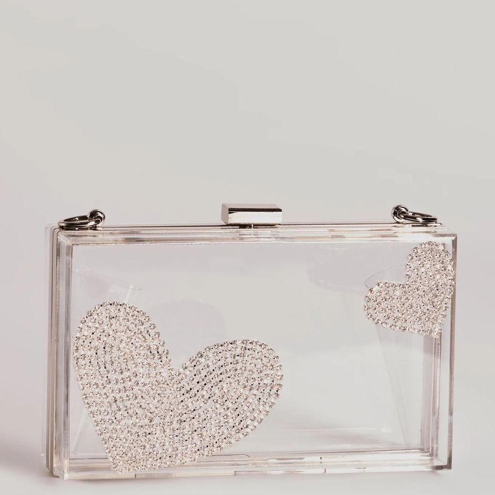 Heart's Content Rhinestone Clear Box Bag - Picture 4 of 5